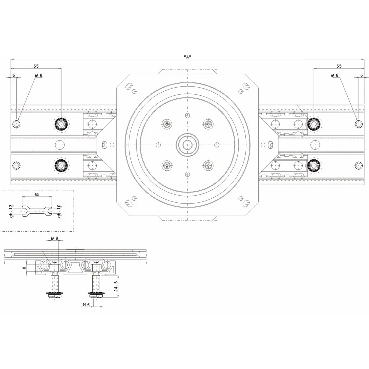 Omge Table Mechanism 600 mm | 270° Rotatable Swivel Plate, Black, Load Capacity 120 kg - view 5