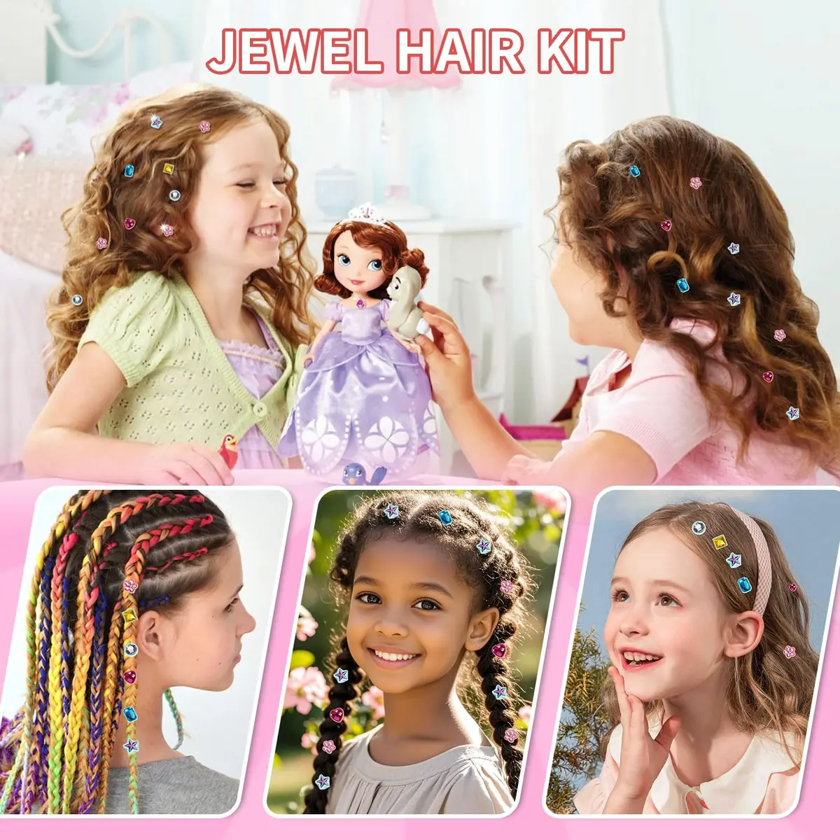 kidzkube Hair Gem Stamper Kit with 24 Reusable Diamonds | Fun Styling Toy for Girls Ages 3-12 - view 5