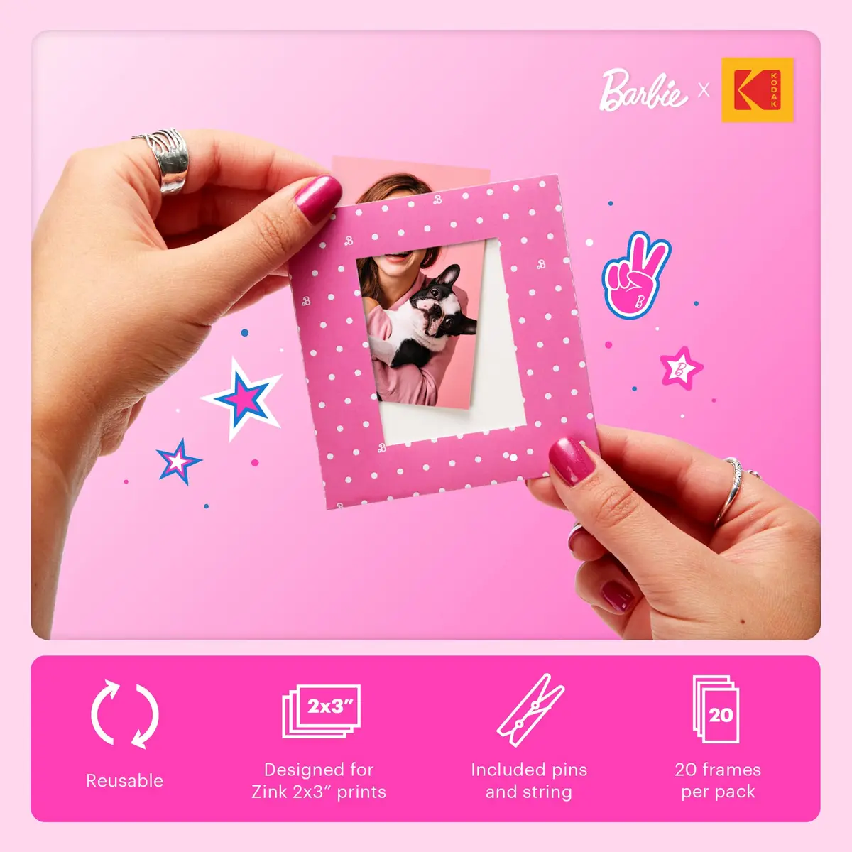 Kodak x Barbie Hanging Square Frames for Zink 2x3 Photo Projects (10 Frames) - view 2