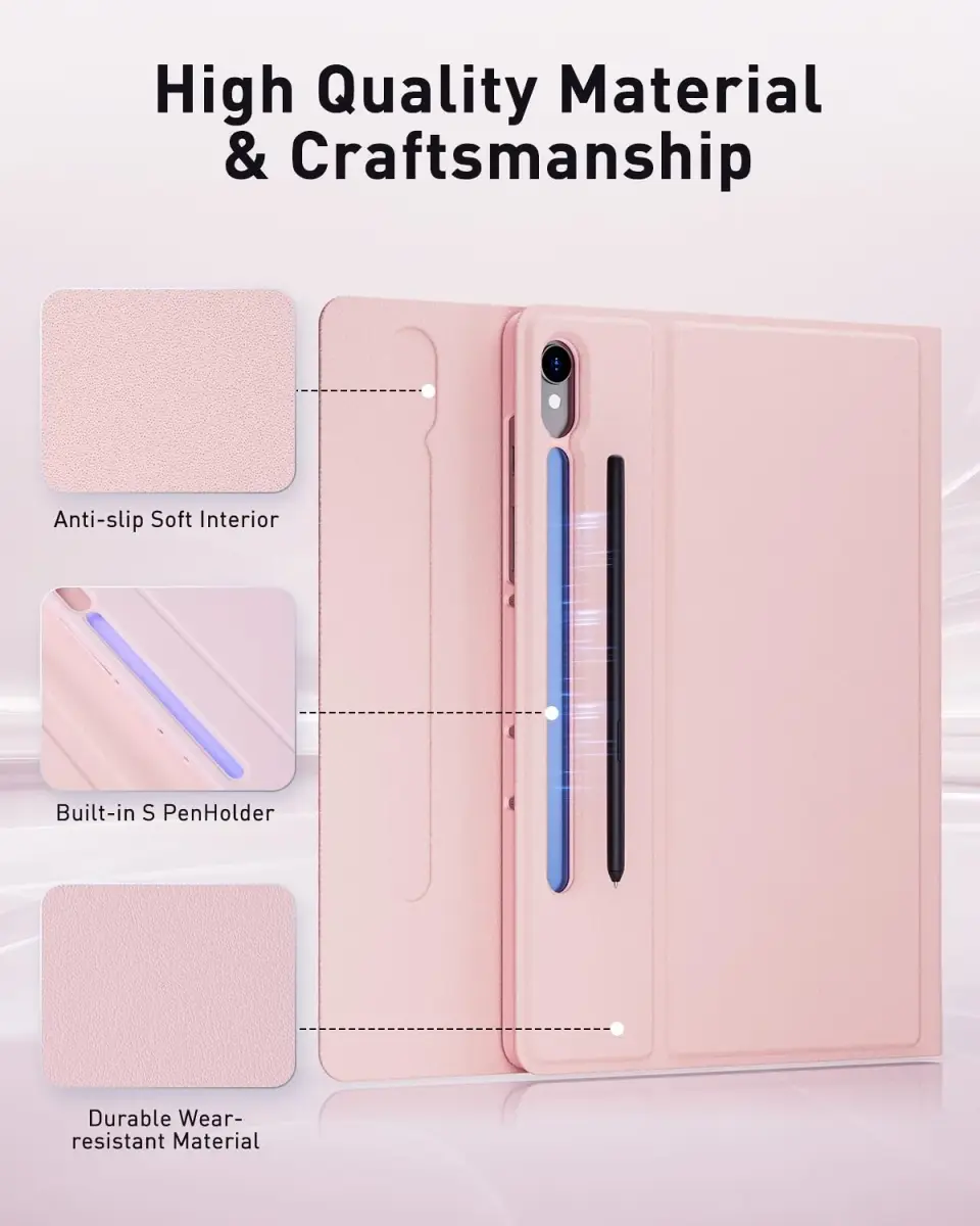 TUNKARMOR Keyboard Case for Samsung Galaxy Tab S10 Ultra S9 Ultra S8 Ultra 14.6 inch | Detachable Bluetooth Keyboard & Mouse, Pen Slot, Pink - view 8
