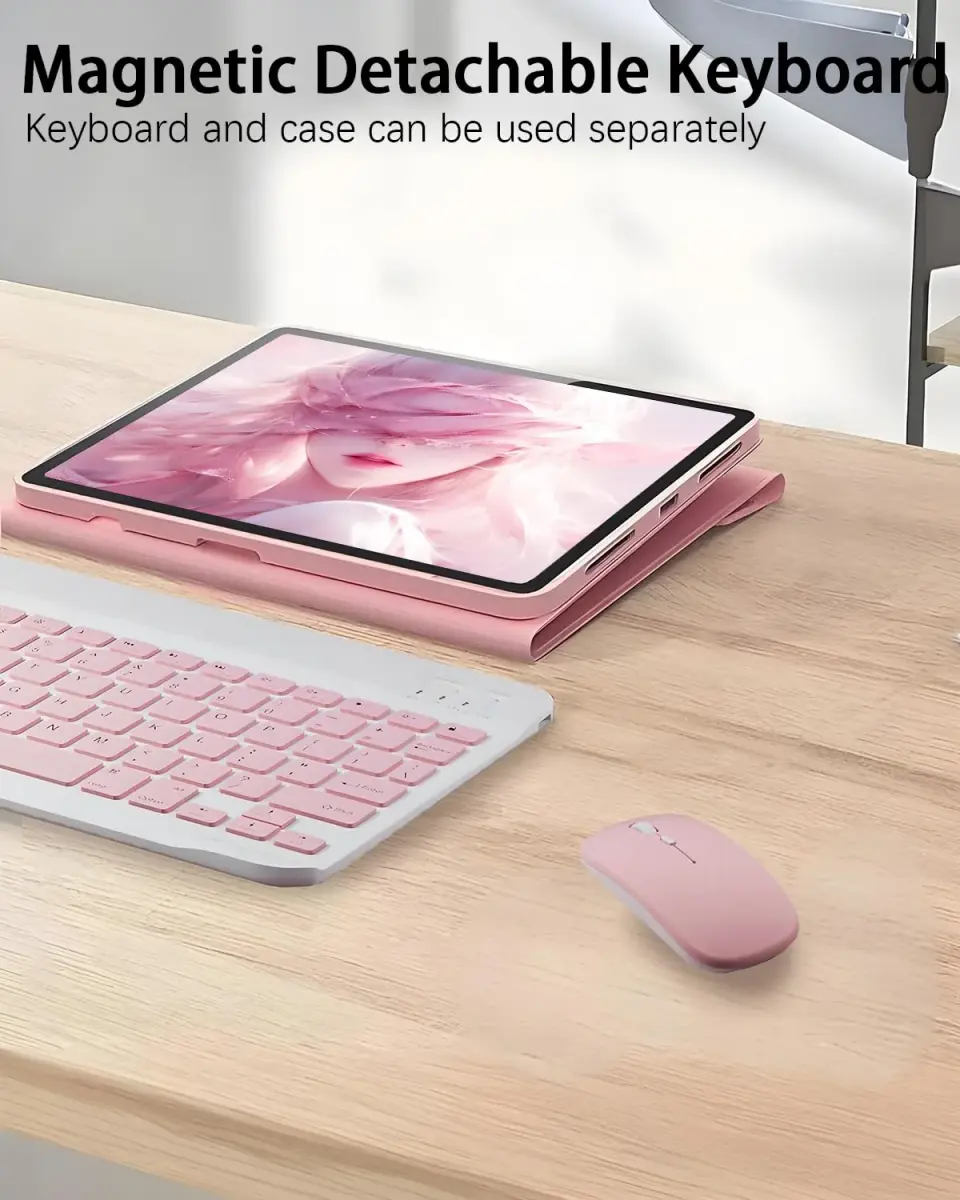 TUNKARMOR Keyboard Case for Samsung Galaxy Tab S10 Ultra S9 Ultra S8 Ultra 14.6 inch | Detachable Bluetooth Keyboard & Mouse, Pen Slot, Pink - view 9
