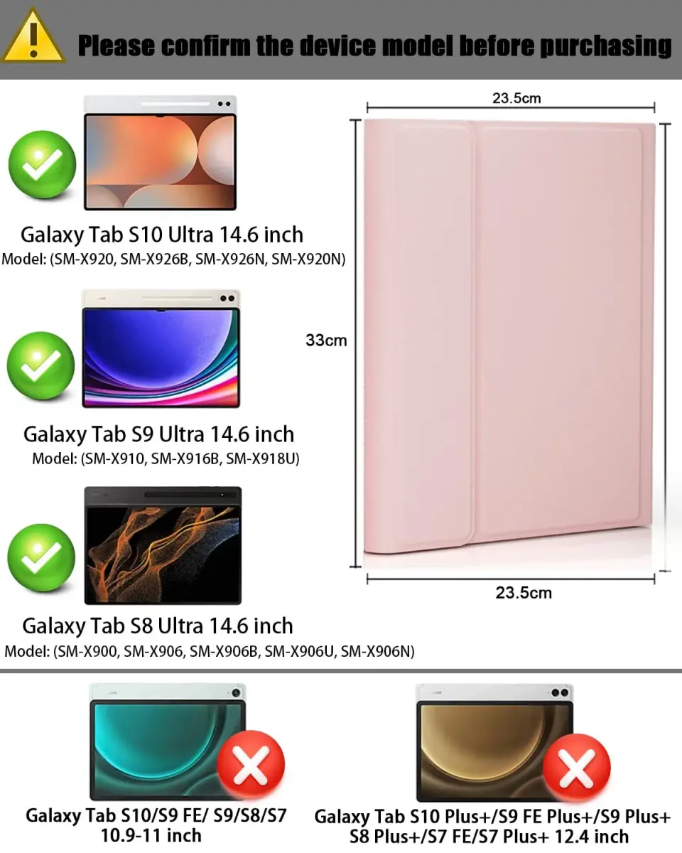 TUNKARMOR Keyboard Case for Samsung Galaxy Tab S10 Ultra S9 Ultra S8 Ultra 14.6 inch | Detachable Bluetooth Keyboard & Mouse, Pen Slot, Pink - view 2