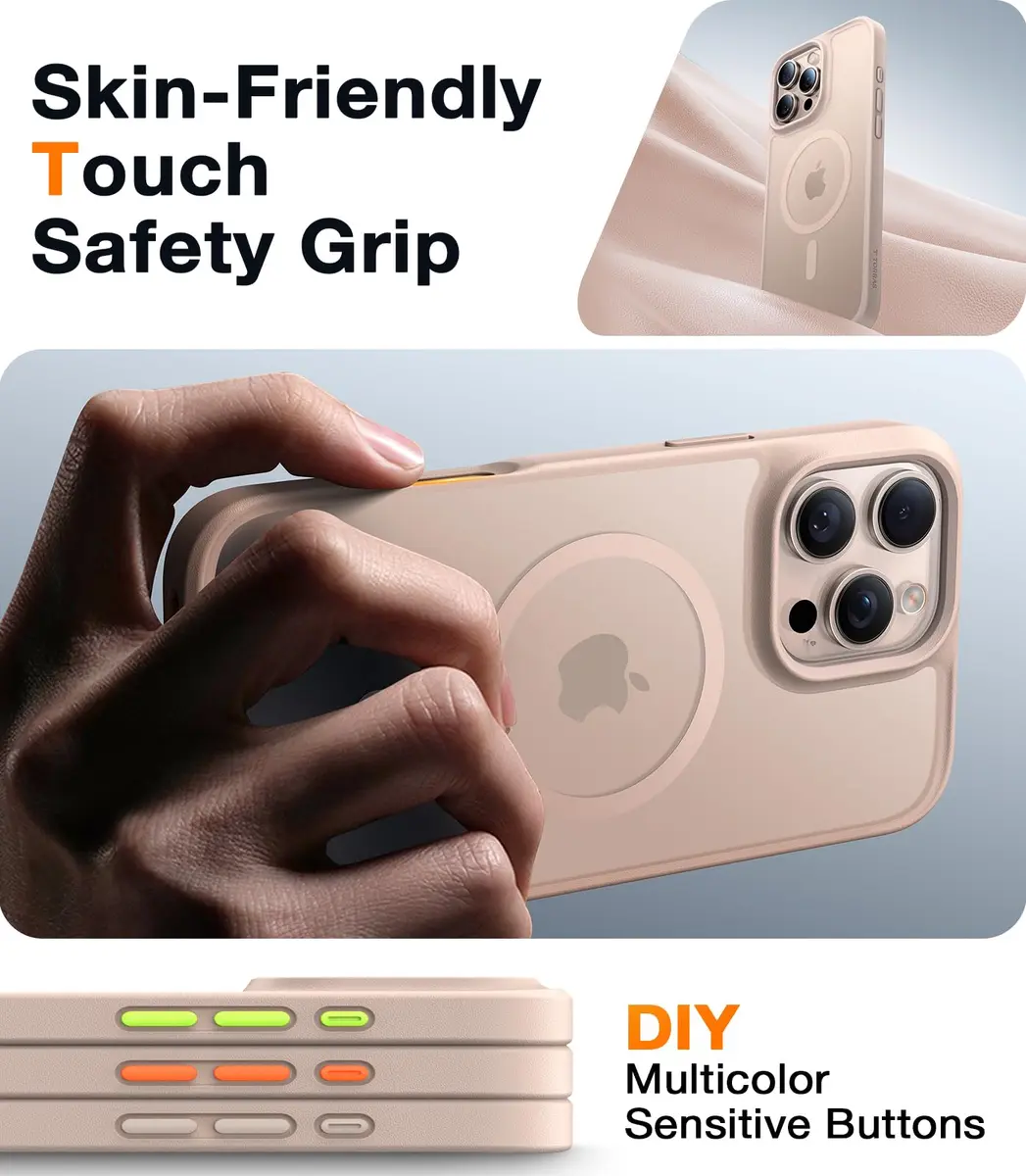 TORRAS Magnetic Shockproof Case for iPhone 16 Pro Max, Desert Titanium White | Military-Grade Drop Tested - view 5