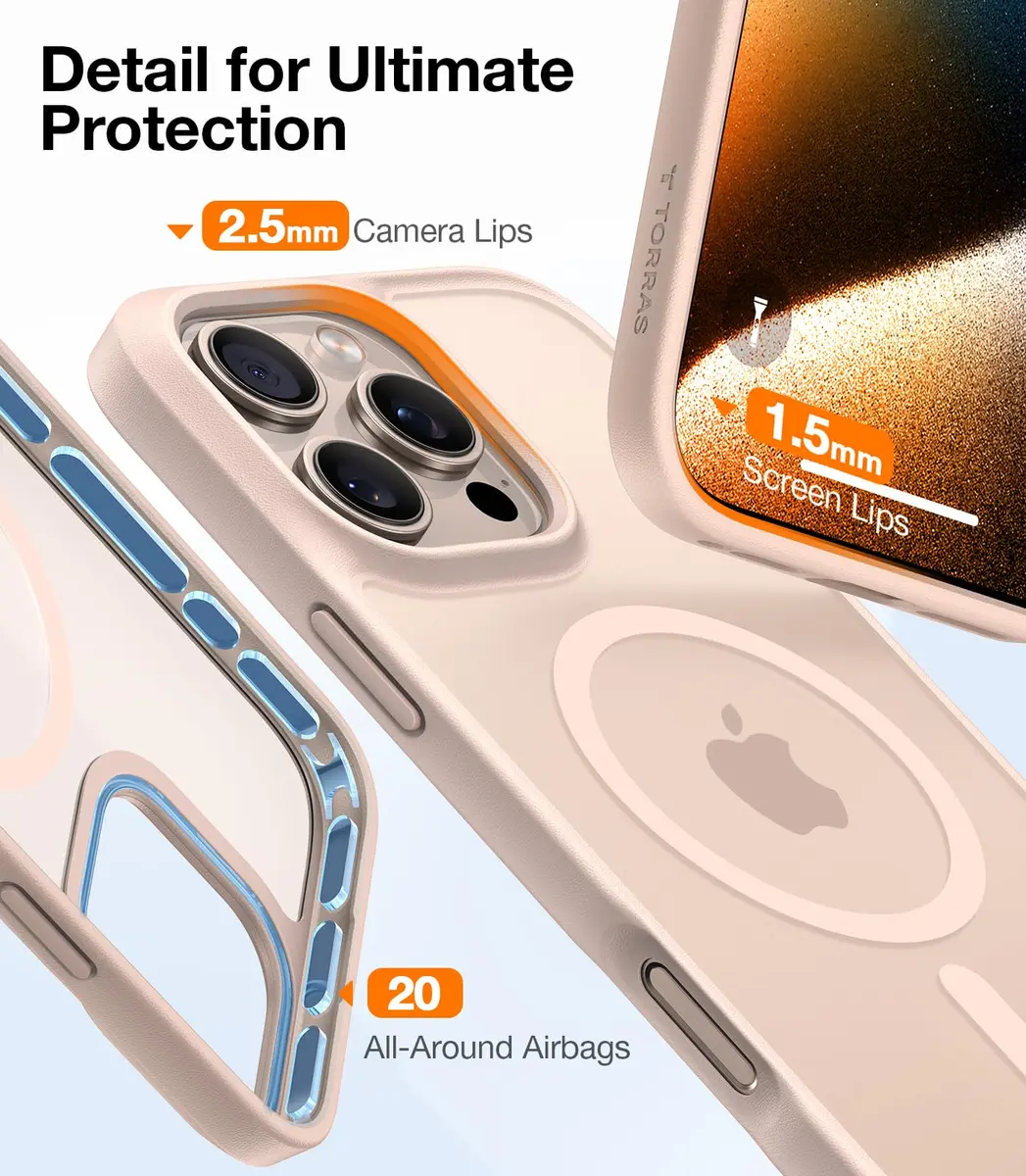 TORRAS Magnetic Shockproof Case for iPhone 16 Pro Max, Desert Titanium White | Military-Grade Drop Tested - view 8
