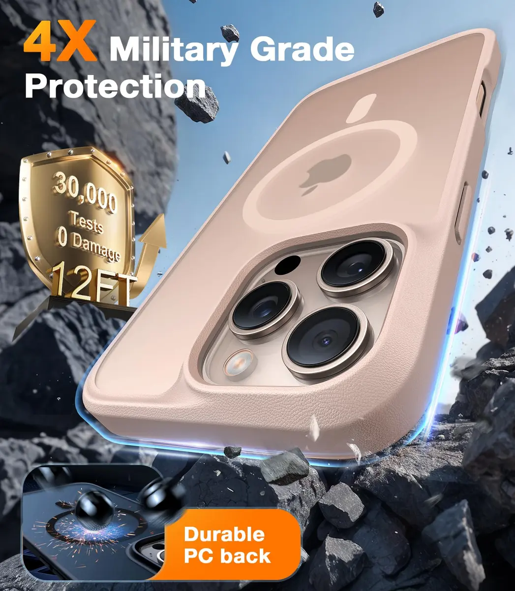 TORRAS Magnetic Shockproof Case for iPhone 16 Pro Max, Desert Titanium White | Military-Grade Drop Tested - view 4