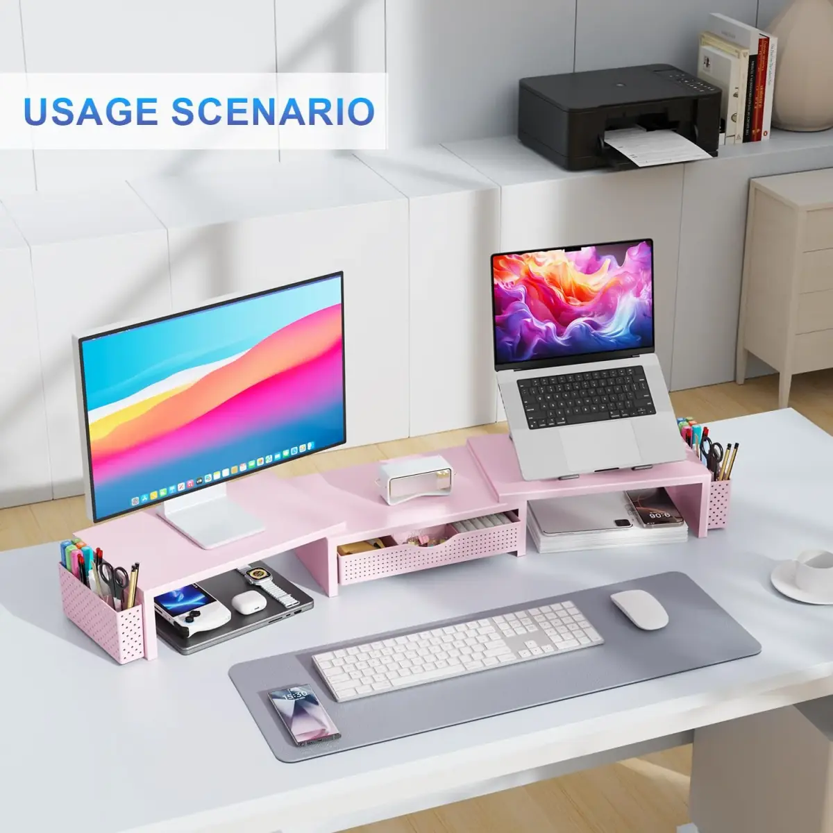 gianotter Dual Monitor Stand Riser With Drawer & Pen Holders, 40.6cm (15.98in) | USPTO Patented Metal Construction - view 6