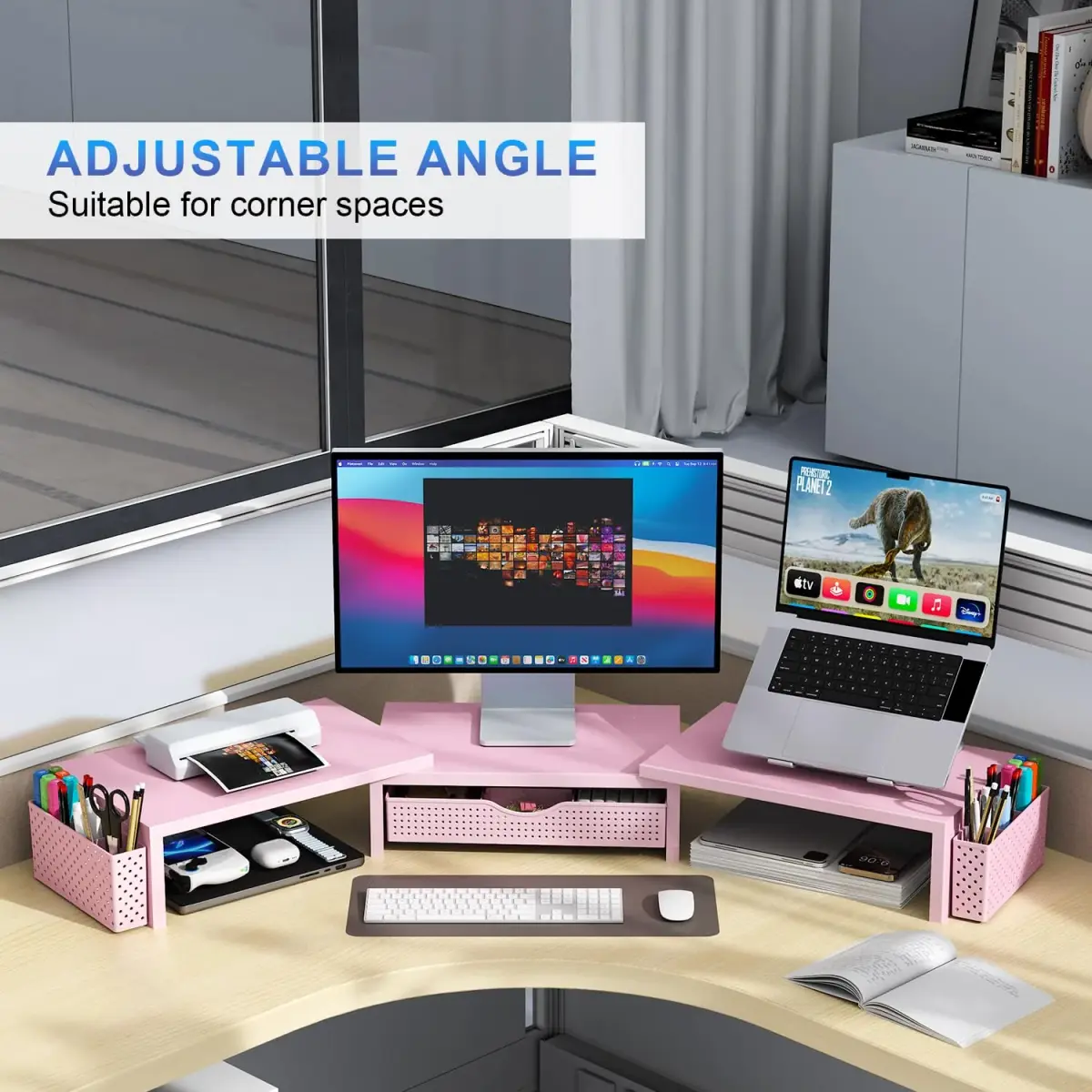 gianotter Dual Monitor Stand Riser With Drawer & Pen Holders, 40.6cm (15.98in) | USPTO Patented Metal Construction - view 3