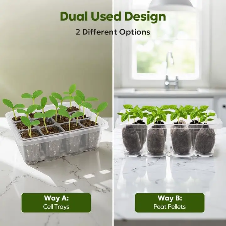 MIXC 4 Pack Seed Starter Kit with Grow Light, Humidity Dome, Transparent | Indoor Plant Germination - view 8