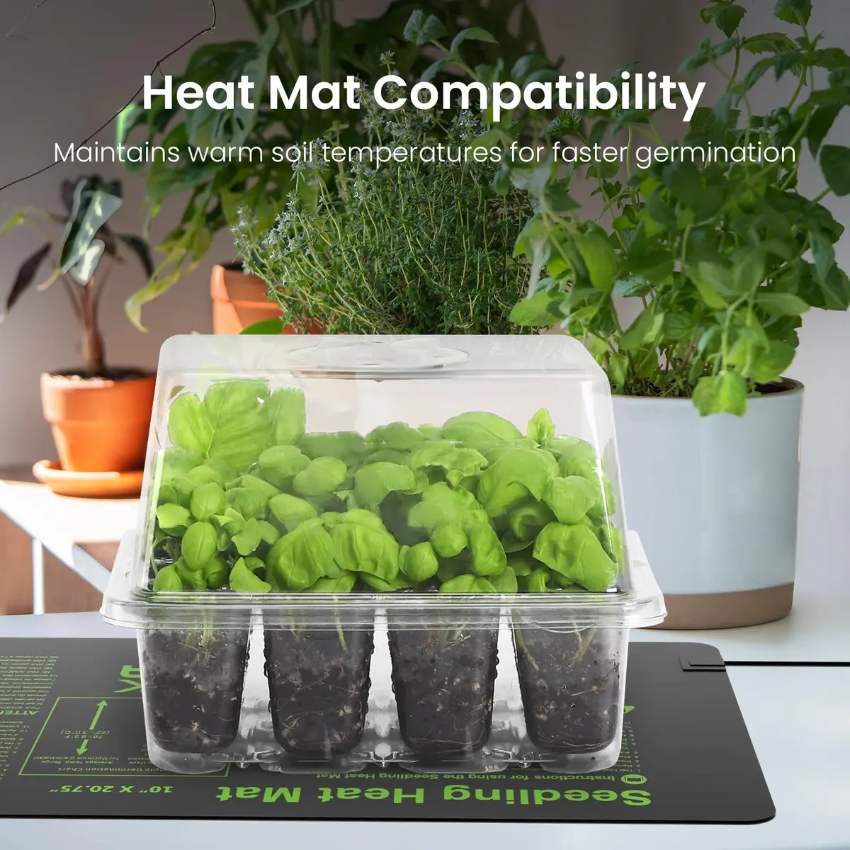MIXC 4 Pack Seed Starter Kit with Grow Light, Humidity Dome, Transparent | Indoor Plant Germination - view 11