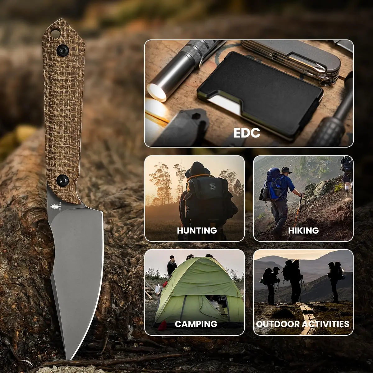 Kizer Mini Harpoon Fixed Blade Knife with Sheath, 3V Blade for Hunting & EDC | Compact & Durable - view 7