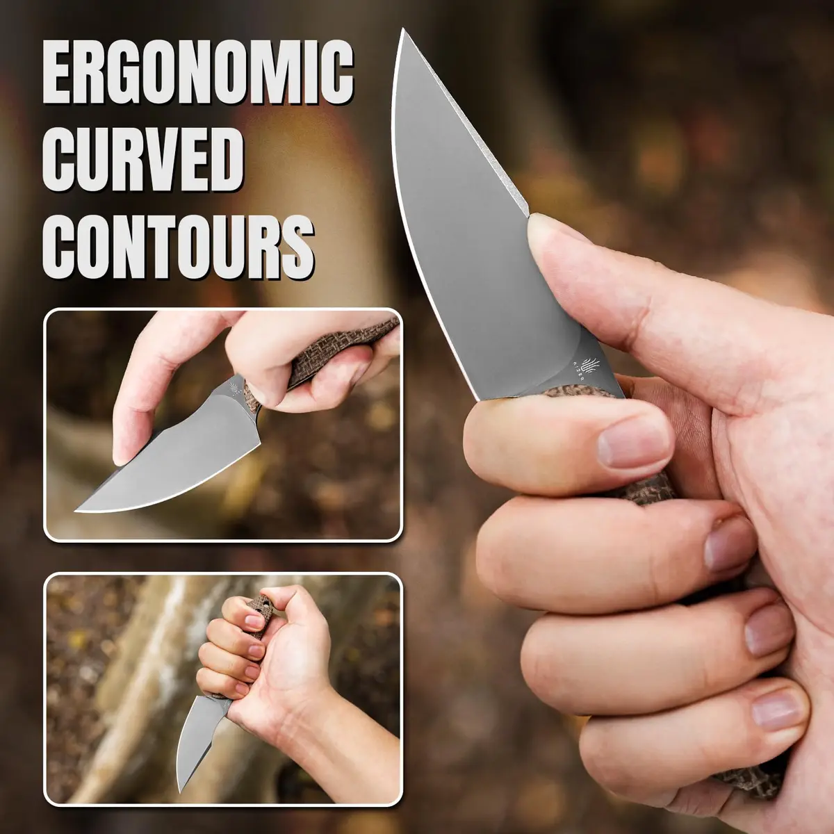 Kizer Mini Harpoon Fixed Blade Knife with Sheath, 3V Blade for Hunting & EDC | Compact & Durable - view 4