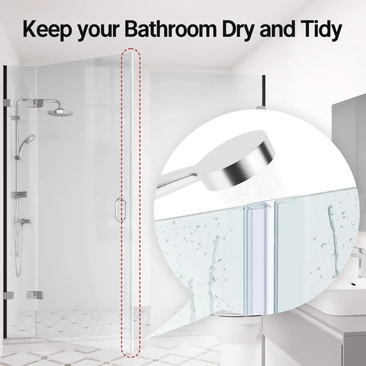 AmazerBath Shower Door Side Seal Strip 78.75 inches (199.9 cm) | Prevents Water Leaks - view 4