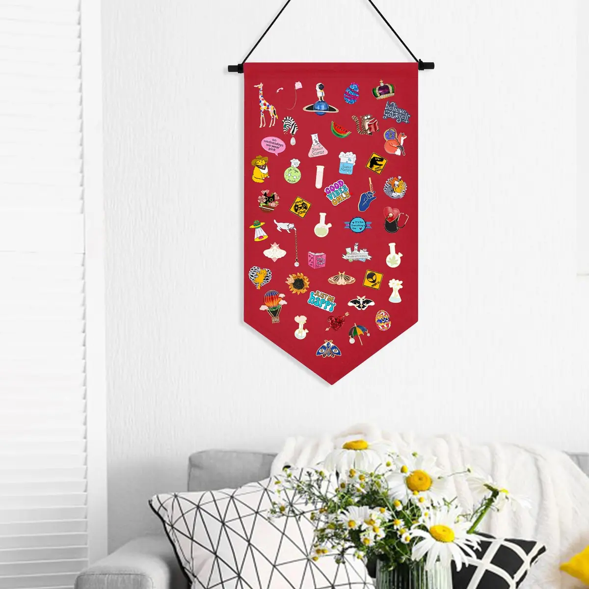 Winmany Enamel Pin Display Banner Wall Hanging Organizer 19.8 x 10.1 Inches | Space-Saving Collectible Display - view 4