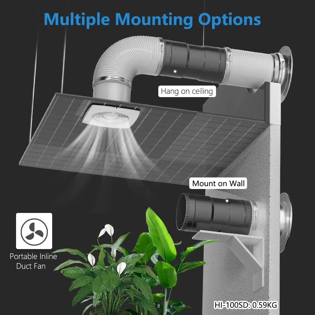 Hon&Guan 6 Inch Inline Duct Fan with Controller - 345 CFM Airflow, 19.2W, 32 dBA | Low Noise Ventilation for Grow Rooms & Bathrooms - view 7