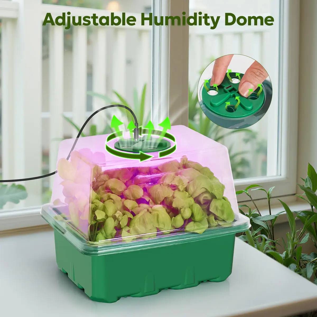MIXC Green 6 Pack Seed Starter Kit with Grow Light & Humidity Dome | Indoor & Outdoor Plant Germination - view 5