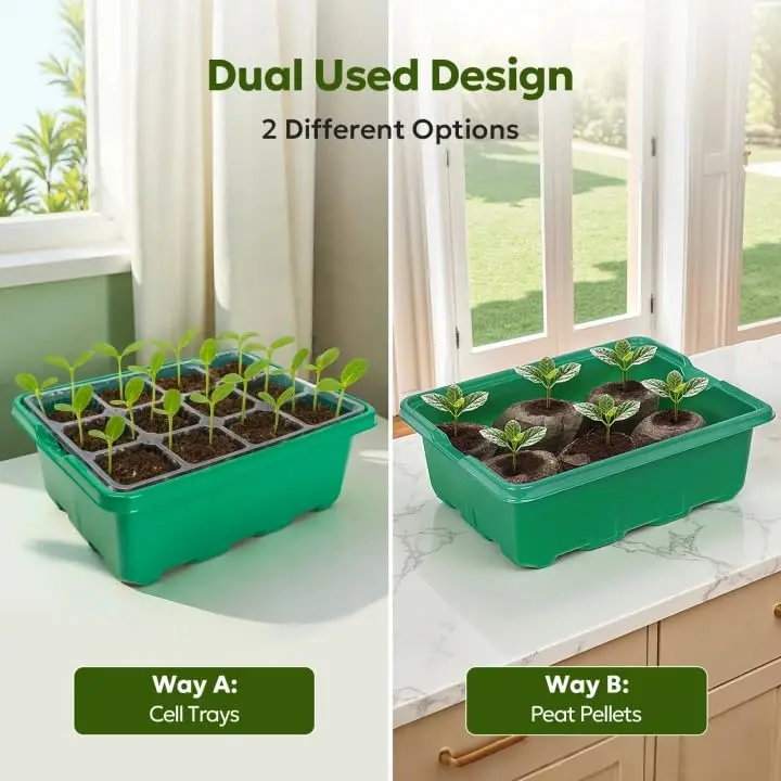 MIXC Green 6 Pack Seed Starter Kit with Grow Light & Humidity Dome | Indoor & Outdoor Plant Germination - view 7