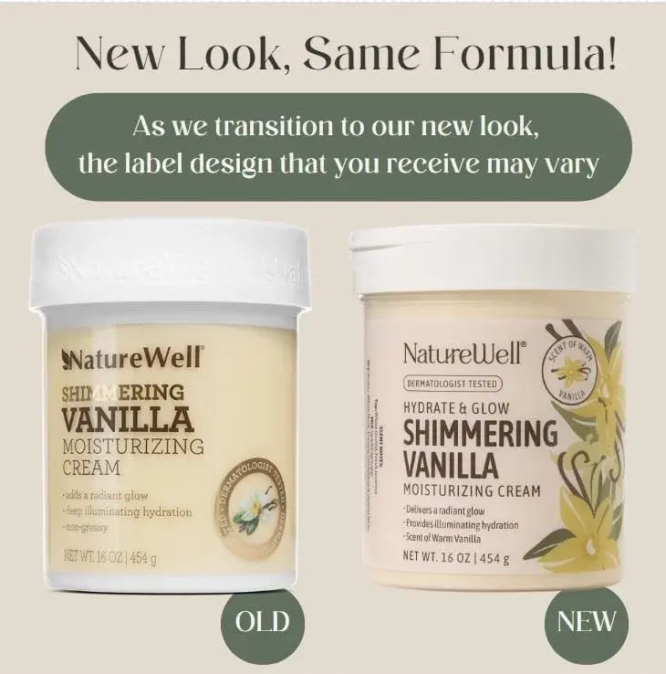NATURE WELL Shimmering Vanilla Hydrate & Glow Moisturizing Cream 473ml (16 Oz) | Illuminating Hydration with Vitamins & Oils - view 3