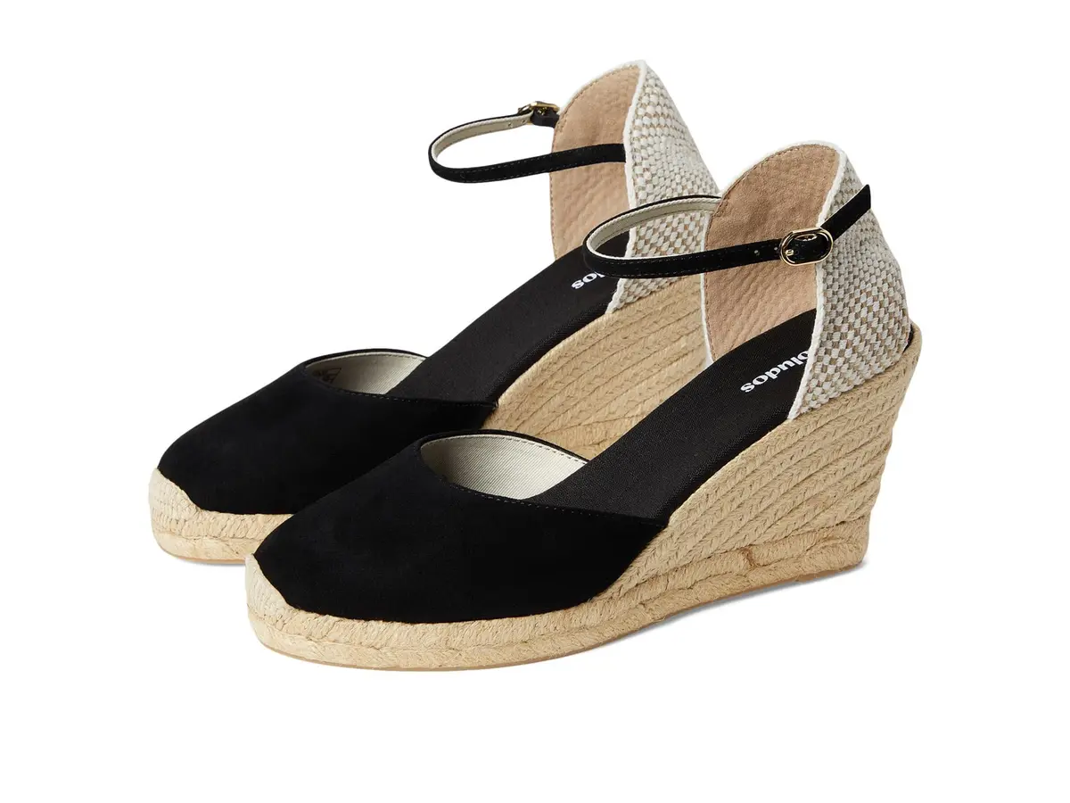 Soludos Marseille Wedge Espadrille 3.5 in Suede Black | Timeless Spanish Style with Modern Twist - main product image