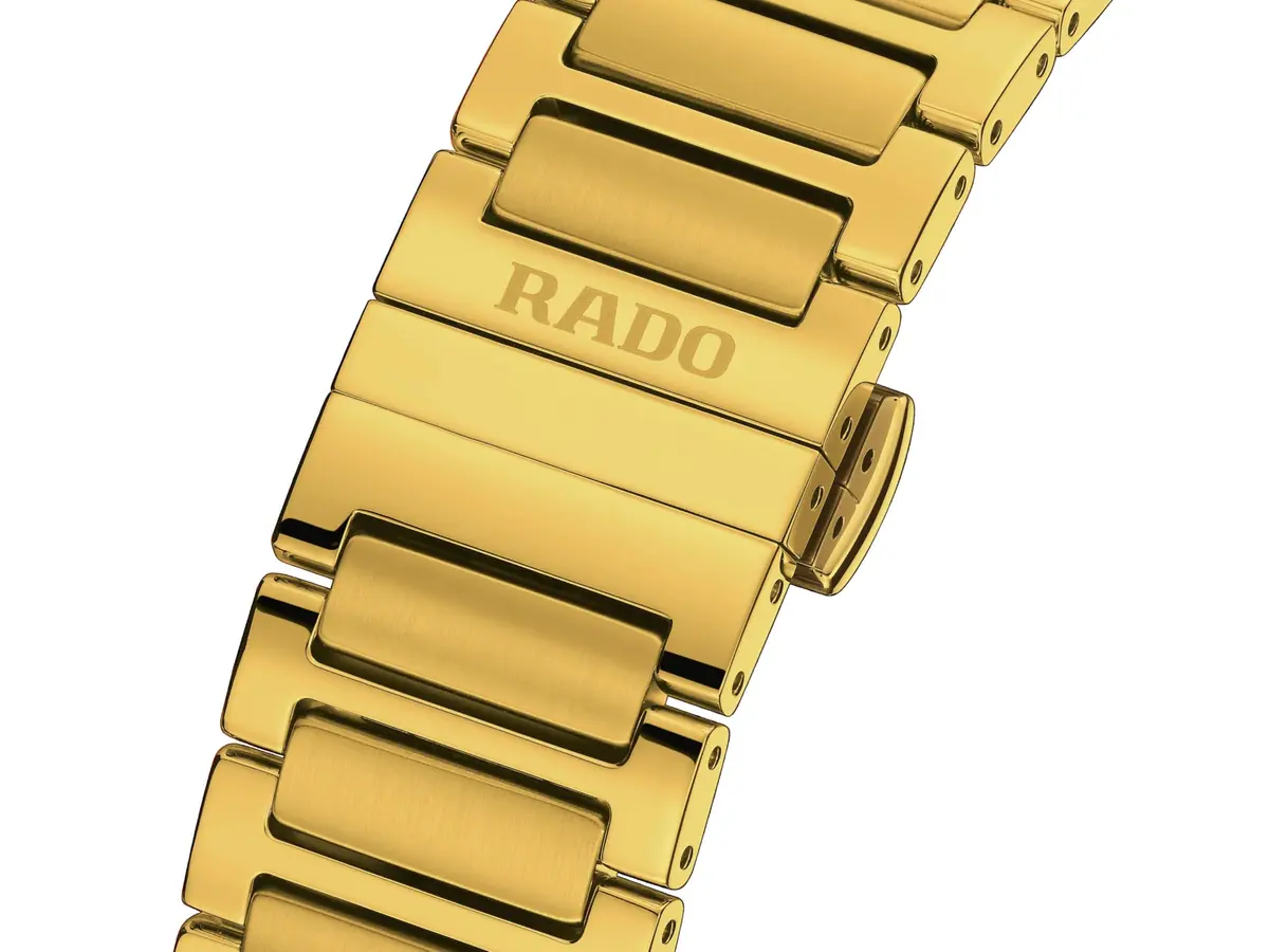 Rado DiaStar Original Automatic Men's Swiss Watch, Ceramos | Swiss Automatic, 38mm Oval Black Dial, Yellow Gold PVD - view 2