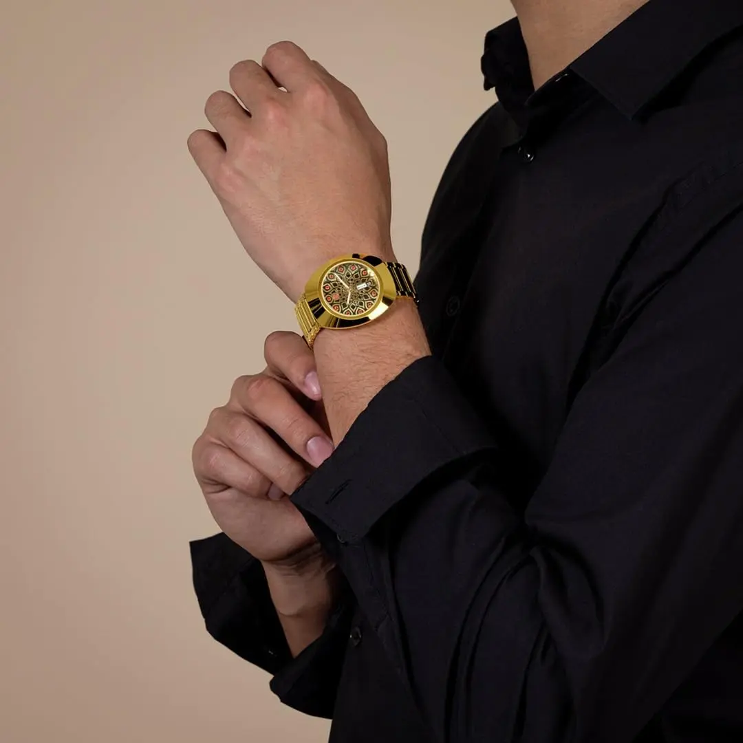 Rado DiaStar Original Automatic Men's Swiss Watch, Ceramos | Swiss Automatic, 38mm Oval Black Dial, Yellow Gold PVD - view 3