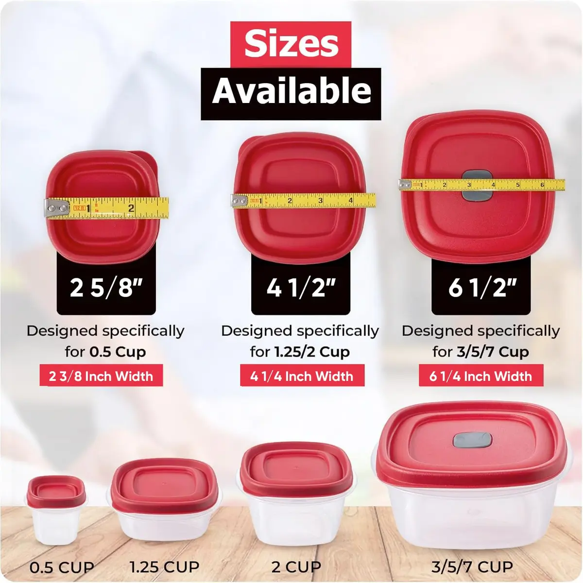 MRX Solutions Replacement Lids for Rubbermaid 1/2-Cup Food Storage Containers, 2 5/8-Inch, BPA-Free, 4-Pack, Red - view 2