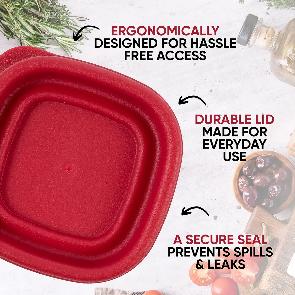 MRX Solutions Replacement Lids for Rubbermaid 1/2-Cup Food Storage Containers, 2 5/8-Inch, BPA-Free, 4-Pack, Red - view 3