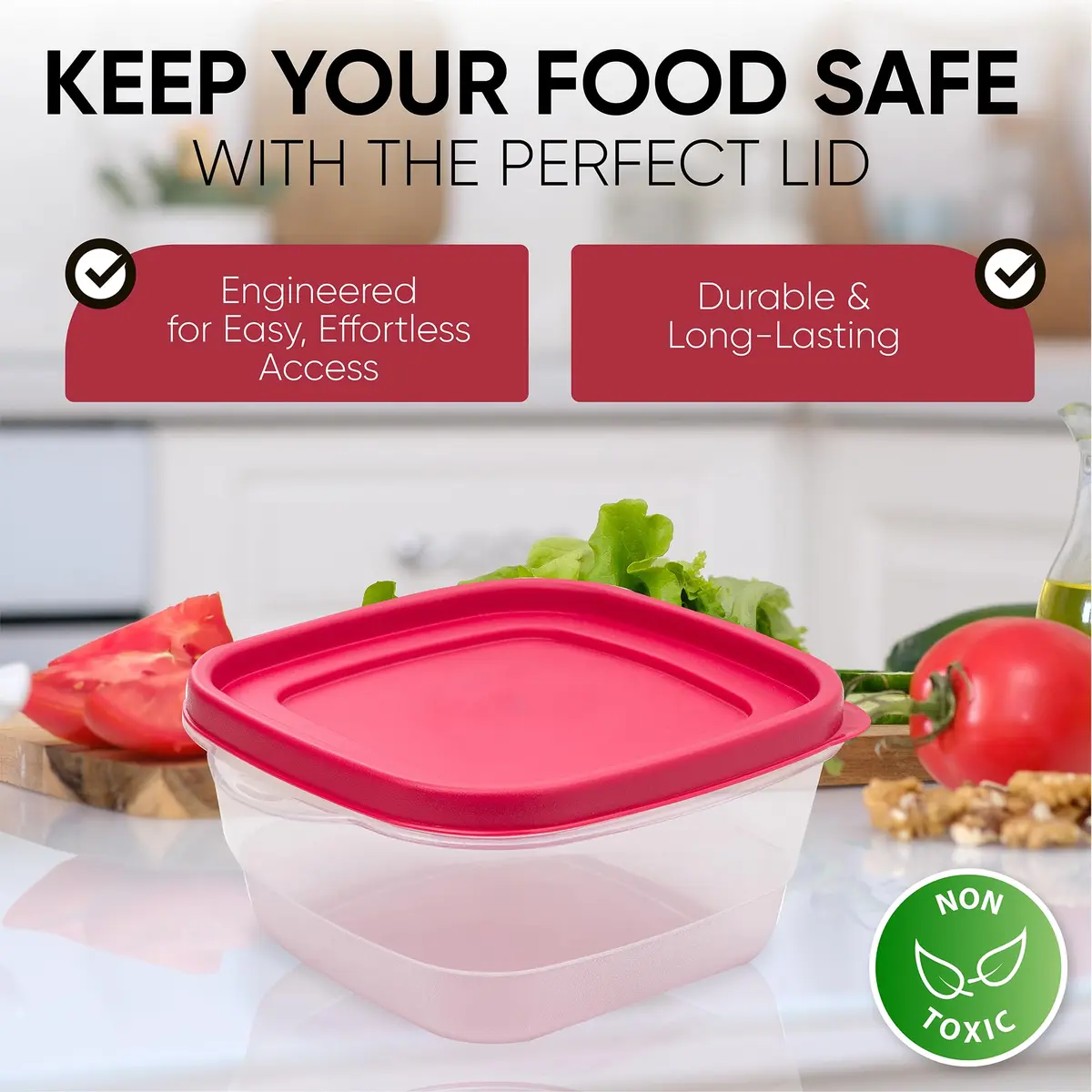 MRX Solutions Replacement Lids for Rubbermaid 1/2-Cup Food Storage Containers, 2 5/8-Inch, BPA-Free, 4-Pack, Red - view 4