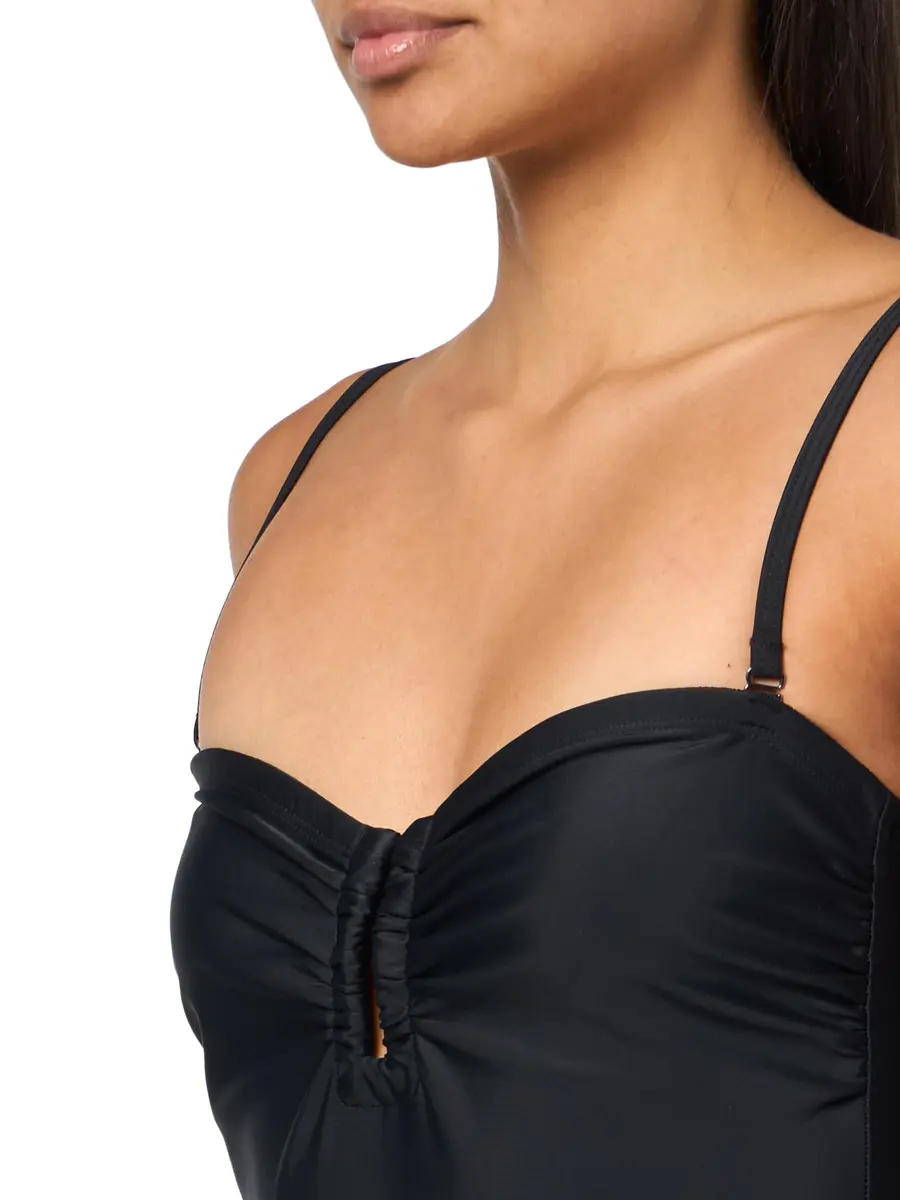 Kobi Halperin Women's Becca Bathingsuit, Small | Solid Black, Sweetheart Neck, Mid Rise, Sleeveless - view 3