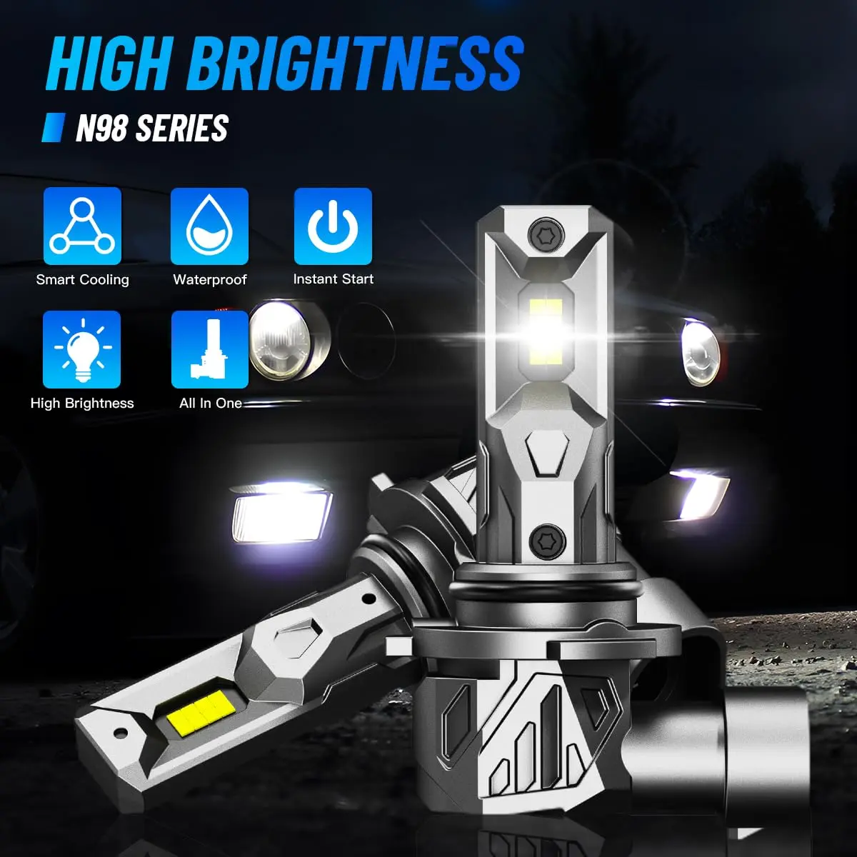 NOVSIGHT H10 9145 LED Fog Light 16000LM | 6500K Cool White, Waterproof, Plug & Play - view 2