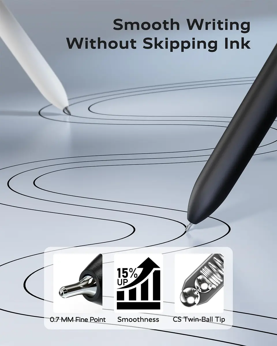 STAGEEK GX3 Black Gel Pens 0.7mm (6 Pens + 3 Refills) | Smooth Writing, Quick Dry, Soft Grip - view 4