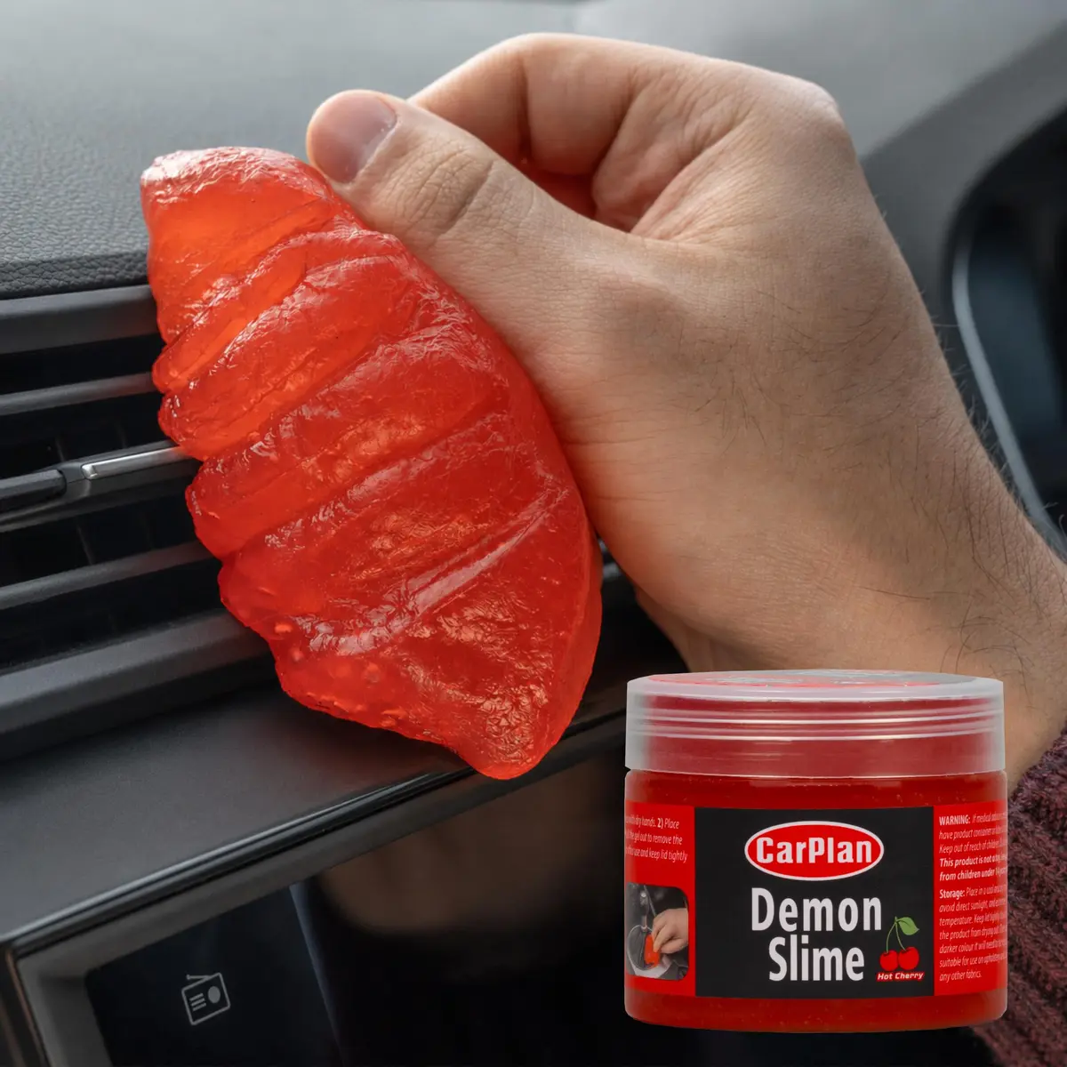 CarPlan Demon Slime Car Interior Cleaner Gel, 5.6 Oz | Hot Cherry Fragrance, Residue-Free Dust & Dirt Removal - main product image