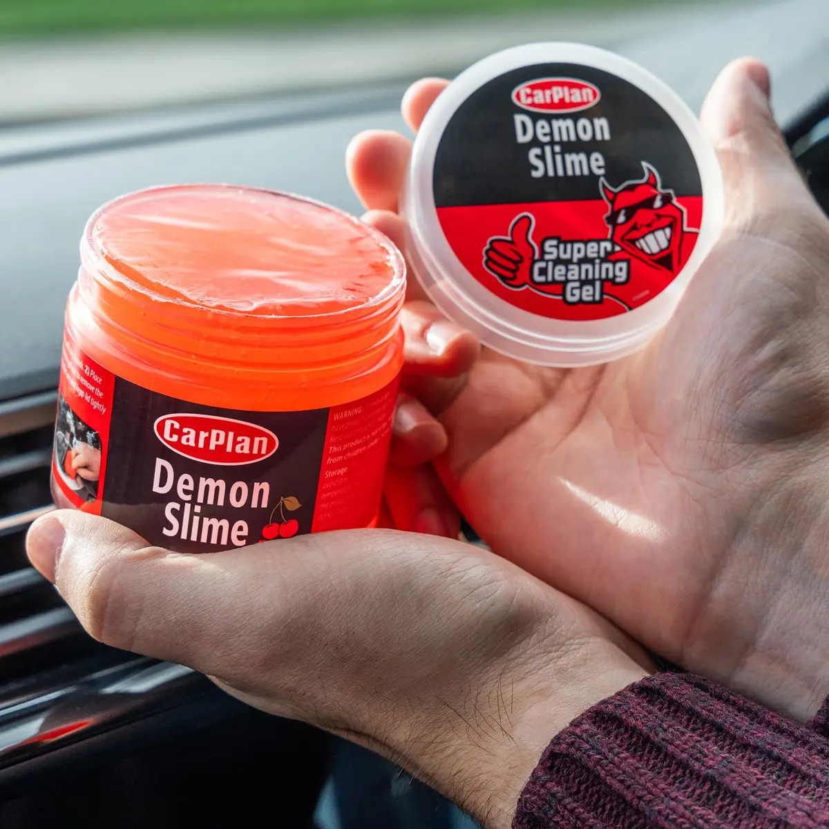 CarPlan Demon Slime Car Interior Cleaner Gel, 5.6 Oz | Hot Cherry Fragrance, Residue-Free Dust & Dirt Removal - view 2