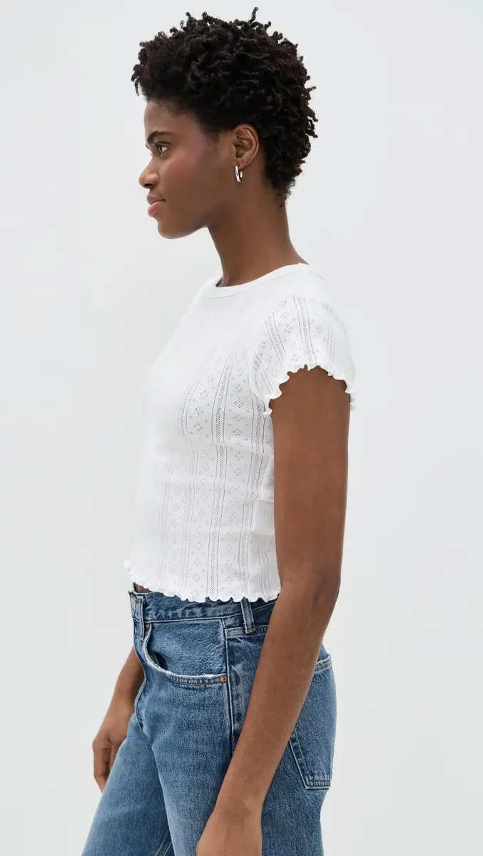 DAZE Lily Tee White Hot M | Vintage-Inspired Cotton T-Shirt for Women - view 3