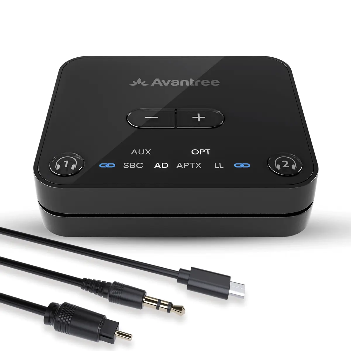 Avantree Audikast 3 Bluetooth TV Transmitter for 2 Headphones | 100ft Range, aptX-Adaptive, Optical & AUX Input - main product image