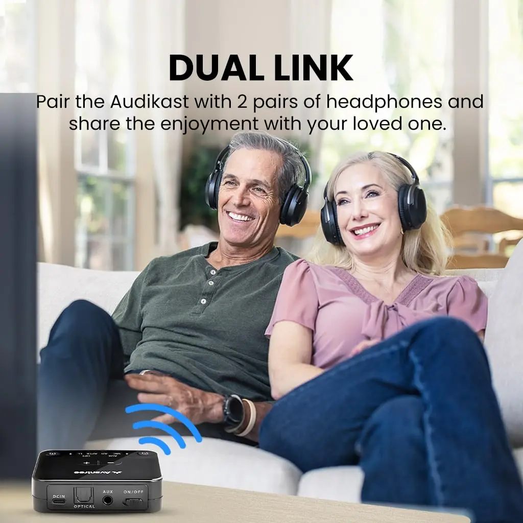 Avantree Audikast 3 Bluetooth TV Transmitter for 2 Headphones | 100ft Range, aptX-Adaptive, Optical & AUX Input - view 5
