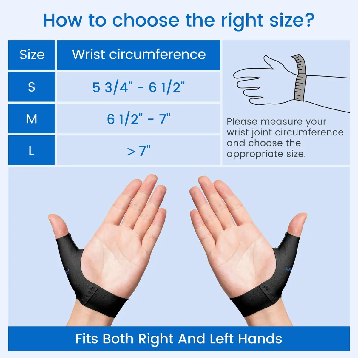 Velpeau Elastic Thumb Wrist Support Brace Small | Splashproof Compression Sleeve for Arthritis & Tendonitis - view 6