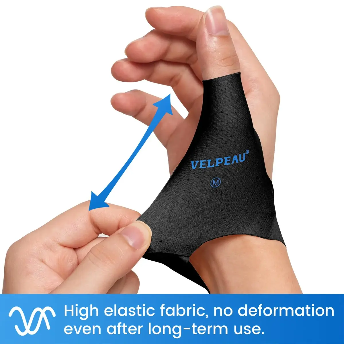 Velpeau Short Version Black Small Elastic Thumb Wrist Support Brace (Pack of 2) - view 3