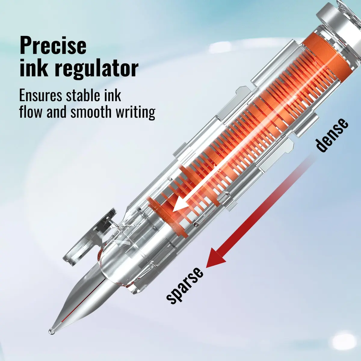 WRITECH Clictek Retractable Fountain Pen Set: Blue Ink Medium Nib, Transparent Barrel, 5 Ink Cartridges | Smooth Writing, No Leaking - view 5