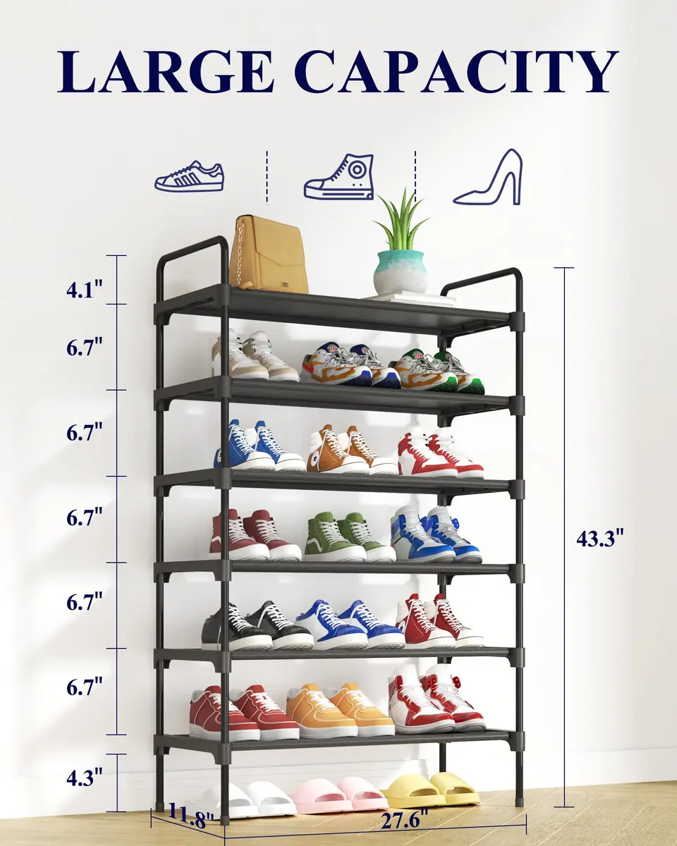 Kitsure 6-Tier Shoe Rack 70cm (27.6") Wide | Organizes Up to 30 Pairs - view 2