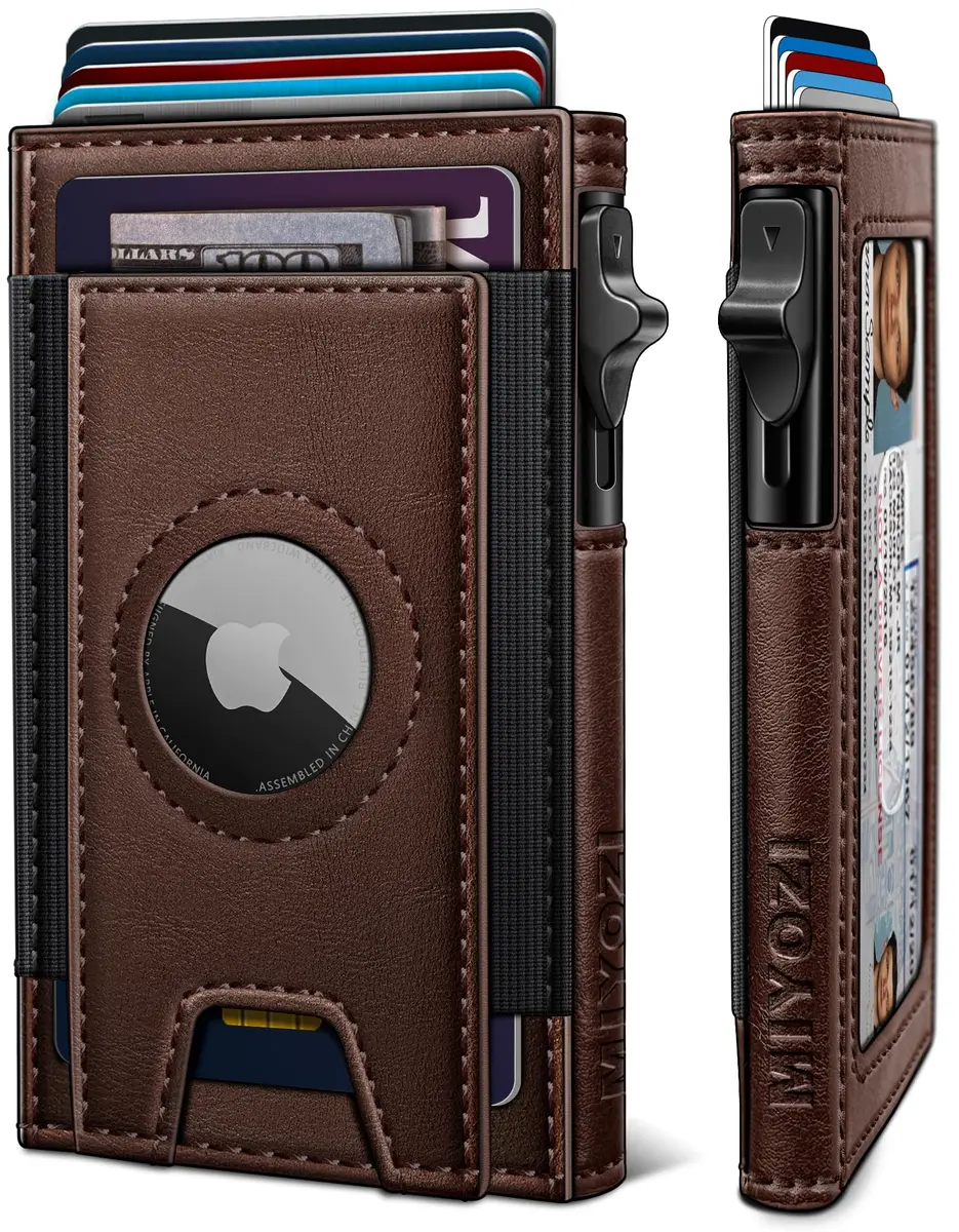 miyozi Airtag Wallet for Men, Slim Pop Up Credit Card Holder RFID Blocking Mens Minimalist wallet for 7-9 Cards ID Window - main product image