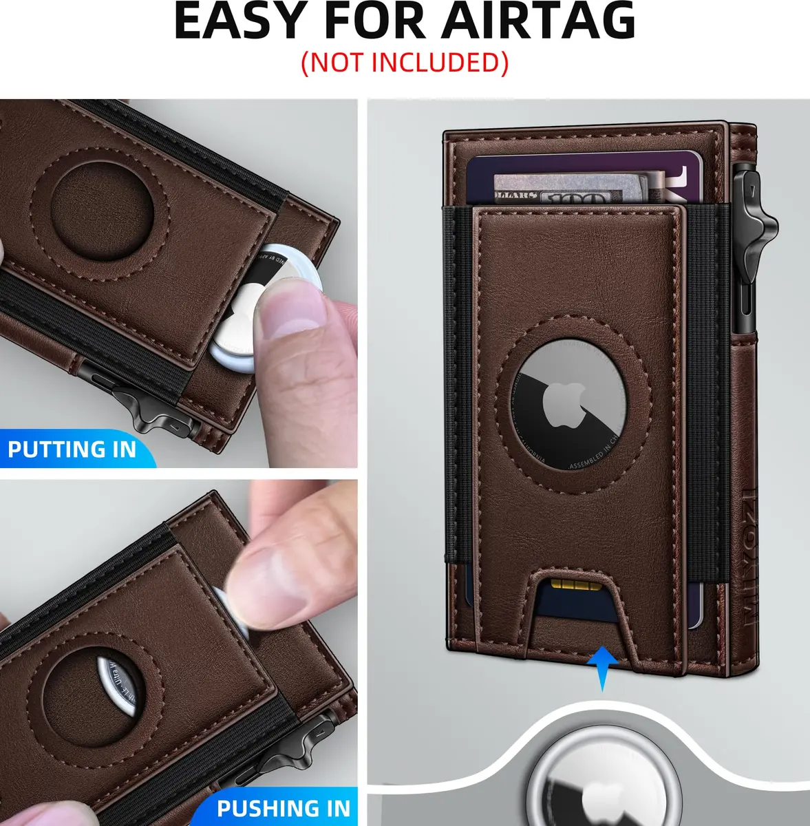 miyozi Airtag Wallet for Men, Slim Pop Up Credit Card Holder RFID Blocking Mens Minimalist wallet for 7-9 Cards ID Window - view 5