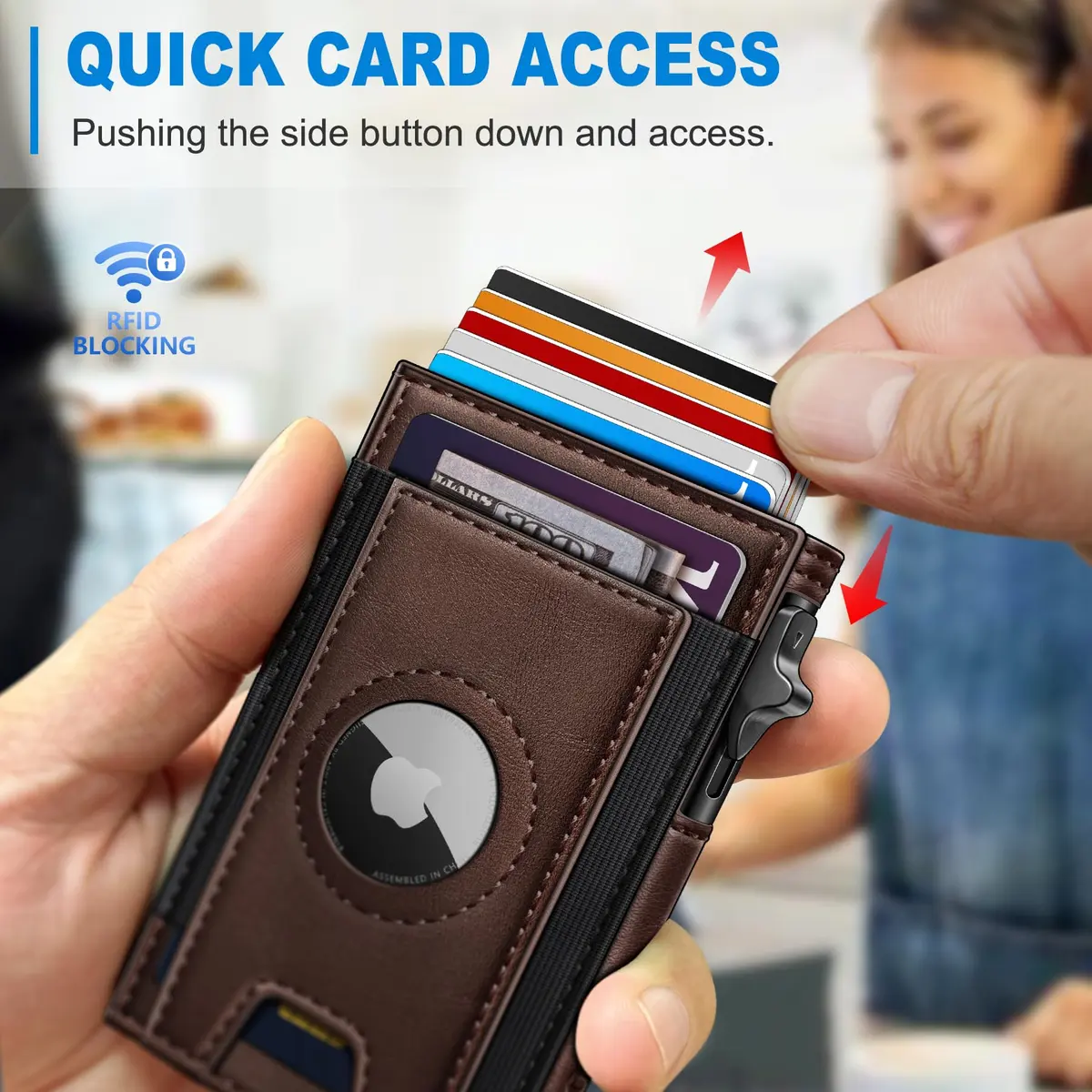 miyozi Airtag Wallet for Men, Slim Pop Up Credit Card Holder RFID Blocking Mens Minimalist wallet for 7-9 Cards ID Window - view 6