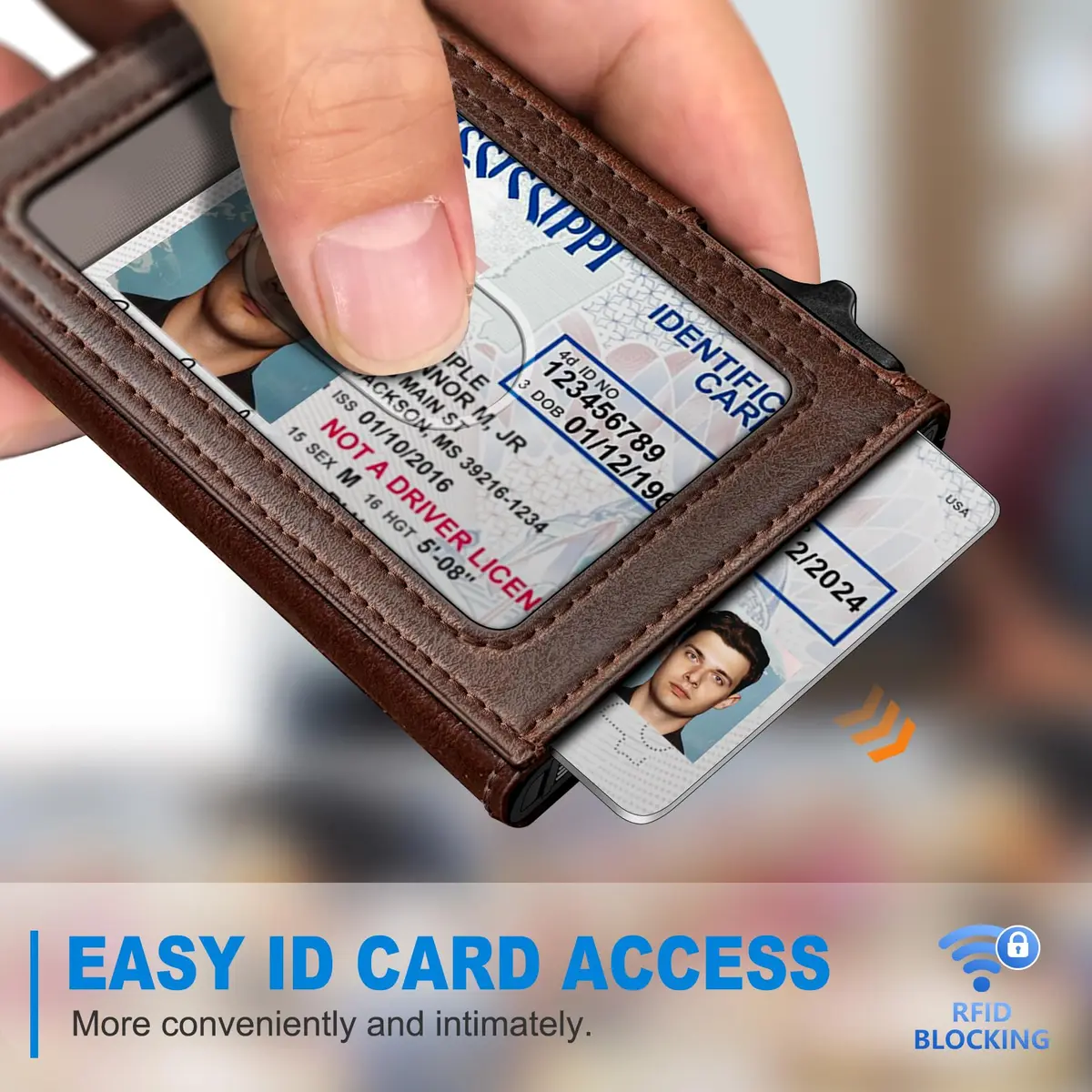 miyozi Airtag Wallet for Men, Slim Pop Up Credit Card Holder RFID Blocking Mens Minimalist wallet for 7-9 Cards ID Window - view 7