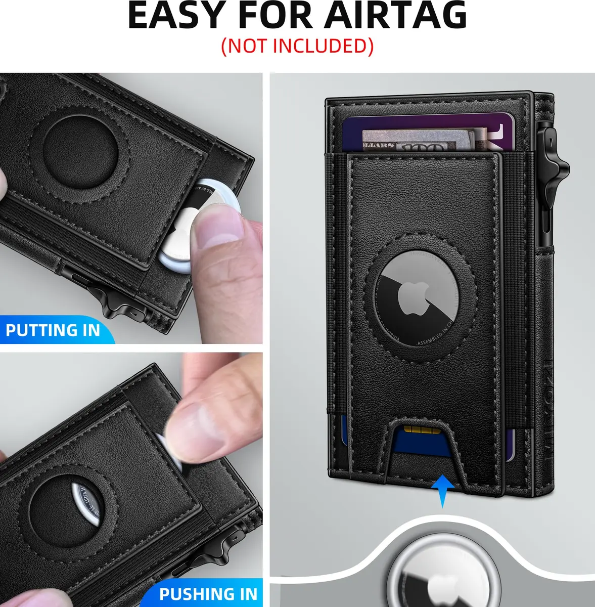 miyozi Airtag Wallet for Men, Slim Pop Up Credit Card Holder RFID Blocking Mens Minimalist wallet for 7-9 Cards ID Window - view 5