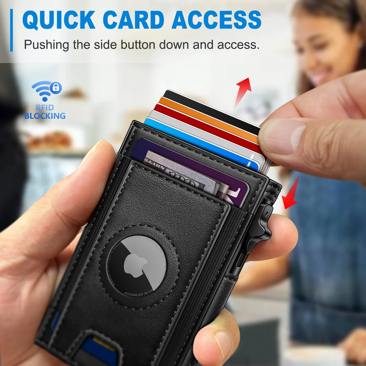 miyozi Airtag Wallet for Men, Slim Pop Up Credit Card Holder RFID Blocking Mens Minimalist wallet for 7-9 Cards ID Window - view 6
