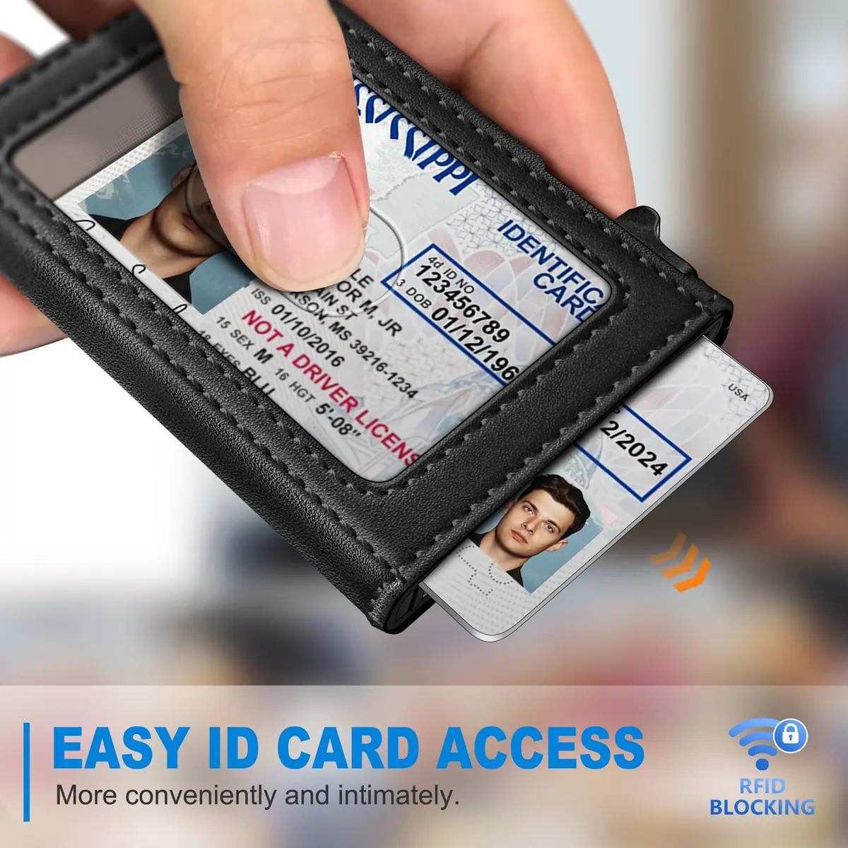 miyozi Airtag Wallet for Men, Slim Pop Up Credit Card Holder RFID Blocking Mens Minimalist wallet for 7-9 Cards ID Window - view 7