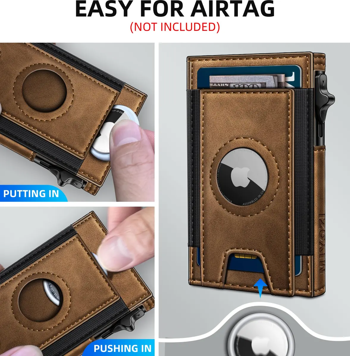miyozi Slim Airtag Wallet for Men, Red Brick, 10.0 cm (3.9 in) | RFID Blocking Pop-Up Card Holder - view 5