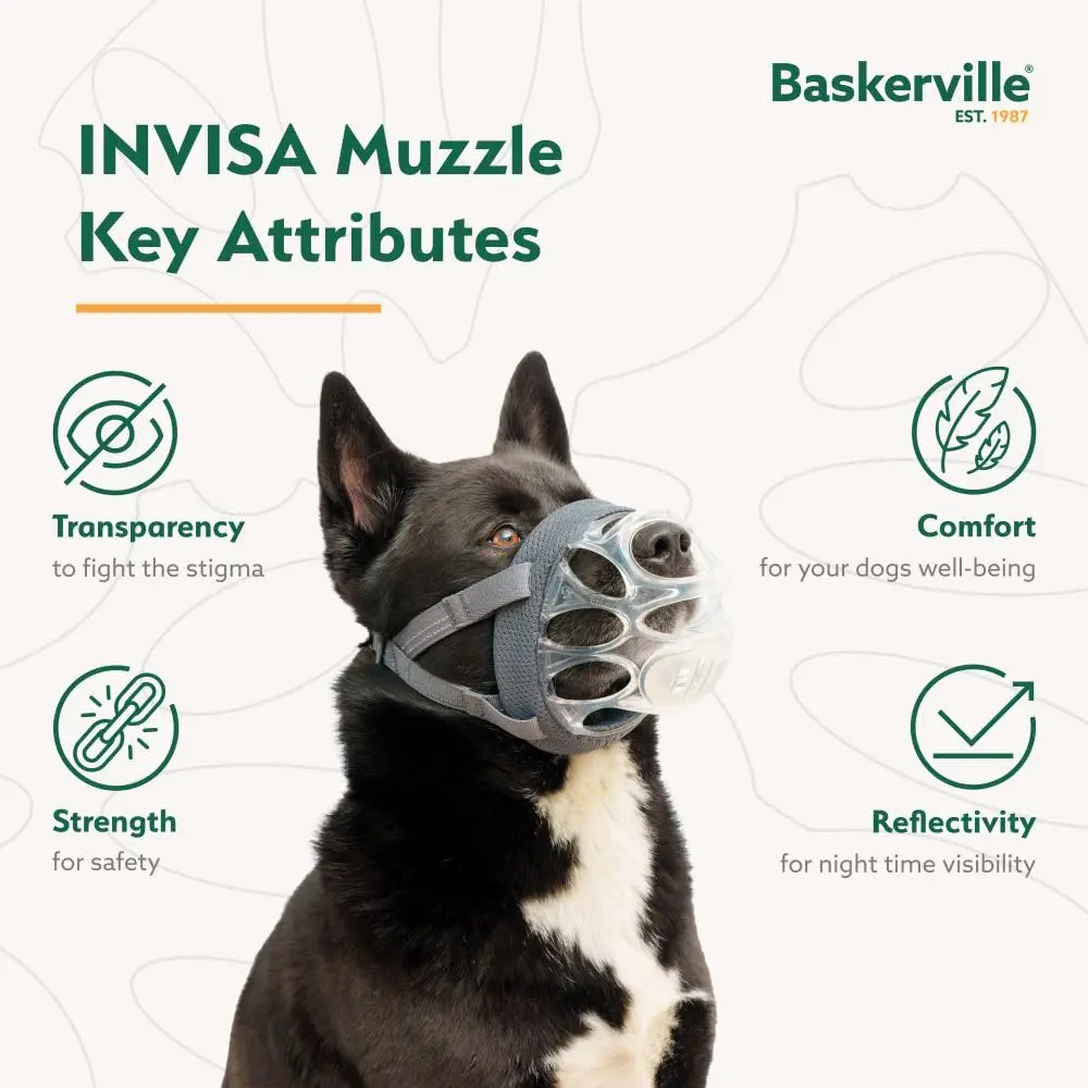Baskerville INVISA Basket Dog Muzzle Size 1 | Transparent, Comfortable & Safe for Small Dogs - view 3