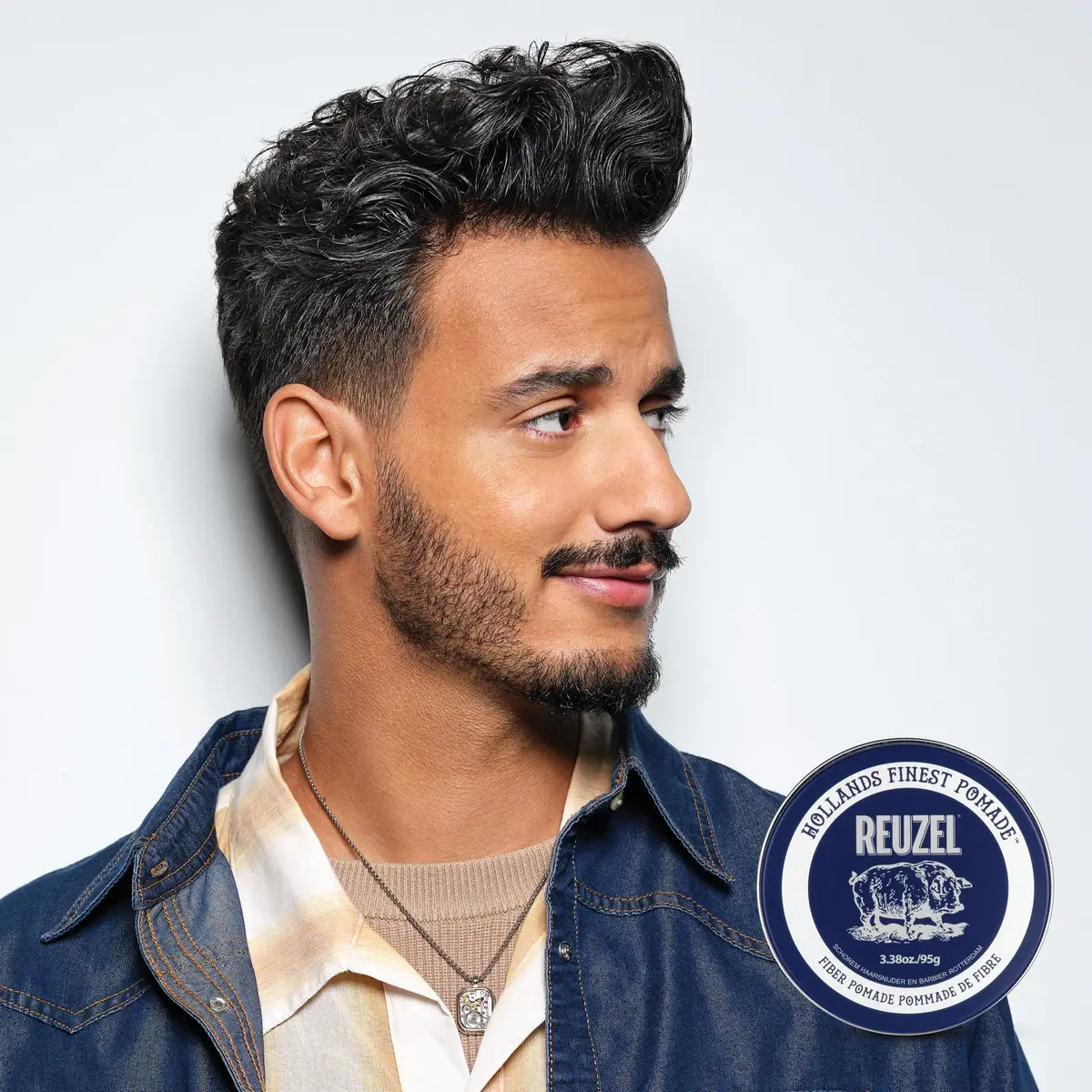 REUZEL Fiber Pomade Strong Hold Low Shine 3.38 oz | Water-Based, Natural Finish, Flexible Control - view 6