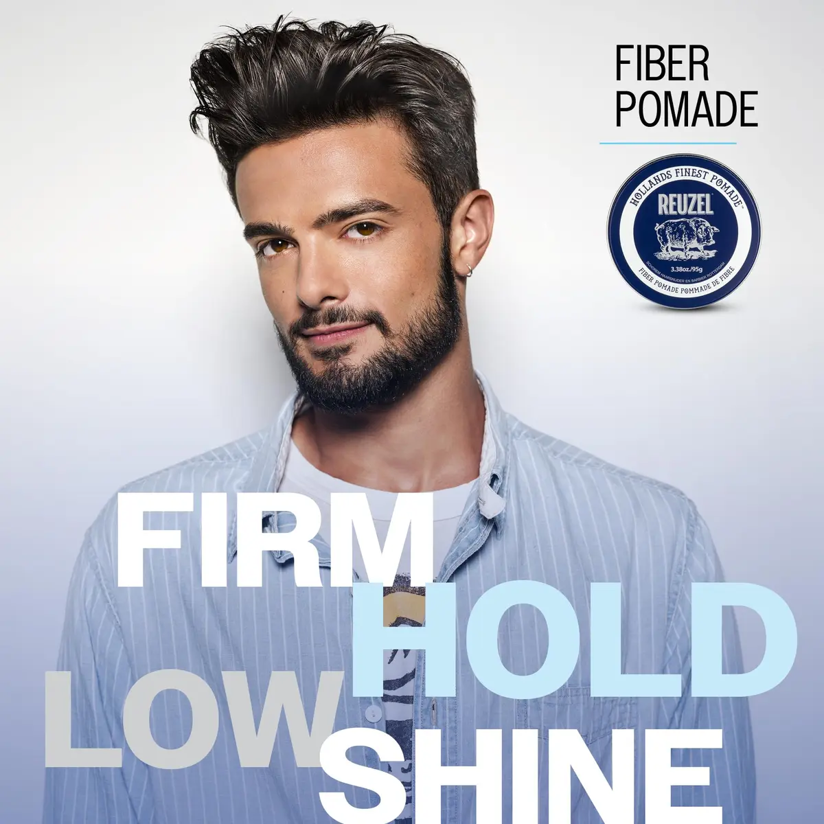 REUZEL Fiber Pomade Strong Hold Low Shine 3.38 oz | Water-Based, Natural Finish, Flexible Control - view 4